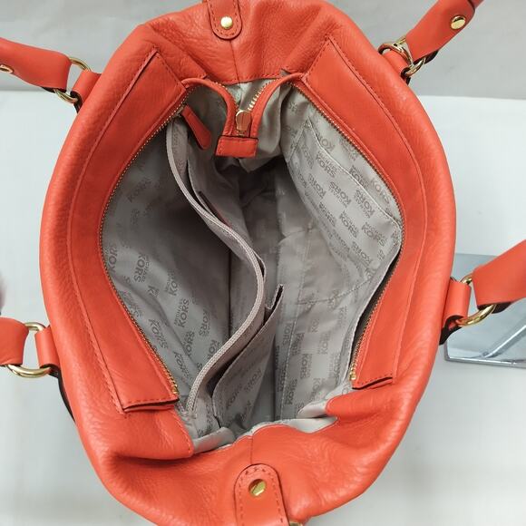 Michael Kors Orange Leather Double Handle Satchel Shoulder Bag - Picture 10 of 16
